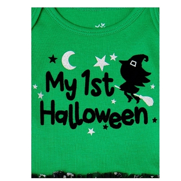 NWT Girls Long Sleeve Tutu "My First Halloween" Bodysuit & Headband Set - Picture 2 of 13
